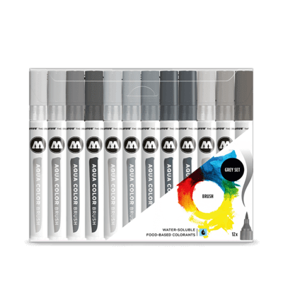 Aqua color brush Basic grey Set  - 12 markers 200493